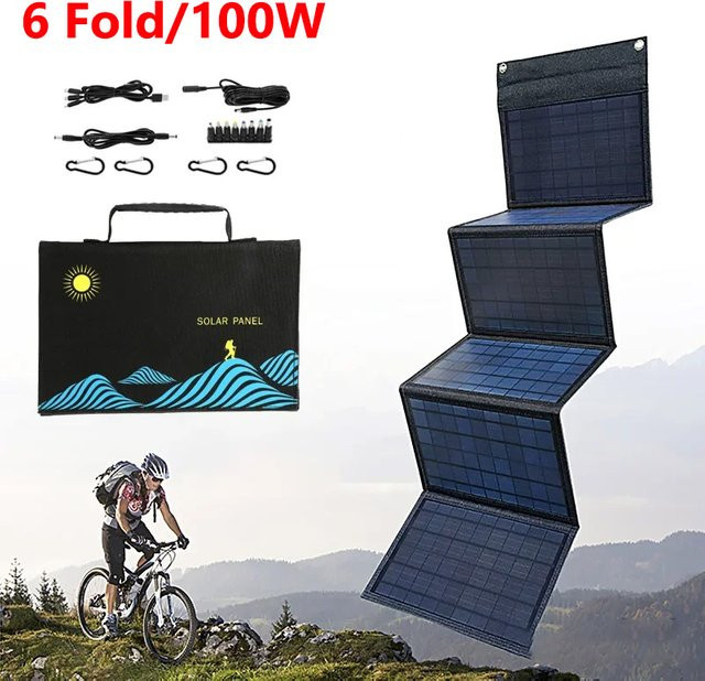 Luxuglow Faltbares Solarpanel 100W mit USB-C und DC Ausgang, Tragbares Solar-Ladegerät in Schwarz für Outdoor-Stromversorgung - Bild 1