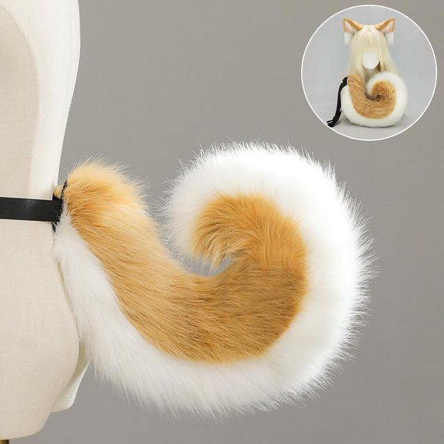 YIRAN Shiba Inu Hund Ohren und Schwanz Set, Cosplay Kostüm, Braun - Bild 1