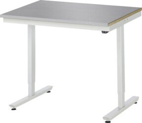 Rau Arbeitstisch Adlatus elektrisch höhenverstellbar mit Edelstahlbelag, silber/lichtgrau, B/T/H: 100 x 80 x 72-112 cm - Bild 1