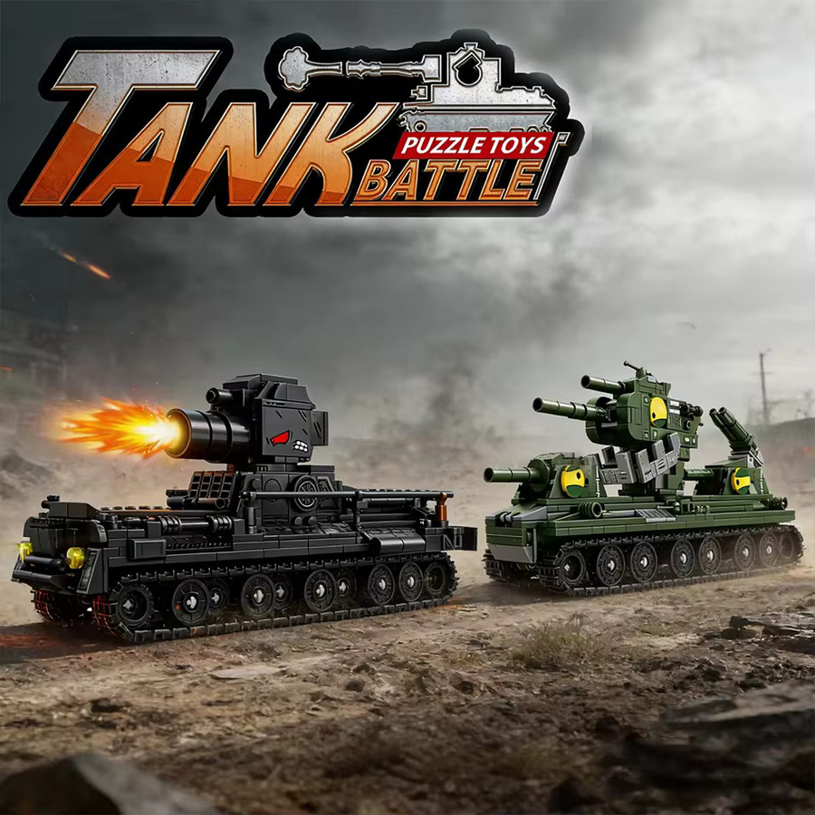 BXA WW2 Militär-Cartoon-Panzermonster Deutschland Karl-Gerät Eisenbahnkanone P1000 Sowjetischer KV 44 Modellbausatz Bausteine - Bild 2