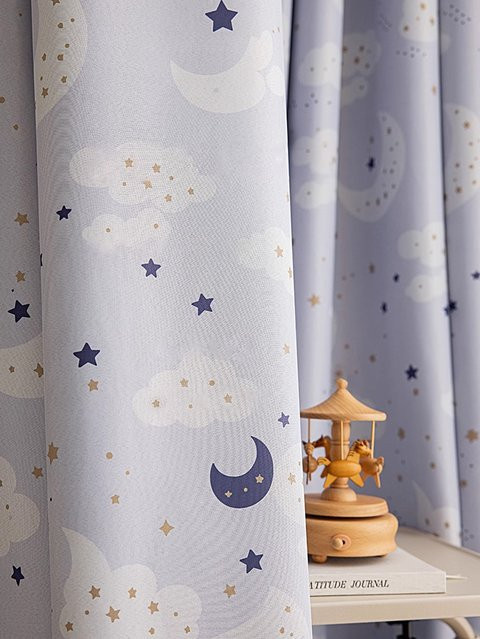 CENTURyMiG Verdunkelungsvorhänge mit Sternen-Print in Blau, wärmeisoliert und modern für Kinderzimmer oder Schlafzimmer - Bild 1