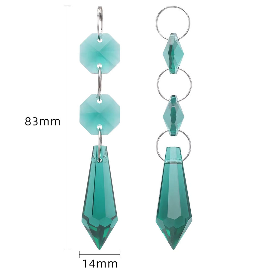 2 Stück achteckige Glasperlen in Tropfenform von YUANZHIRUN, transparente Kristall-Prismen als Kronleuchter-Anhänger und Sonnenfänger, Höhe: 3,8 cm - Bild 1