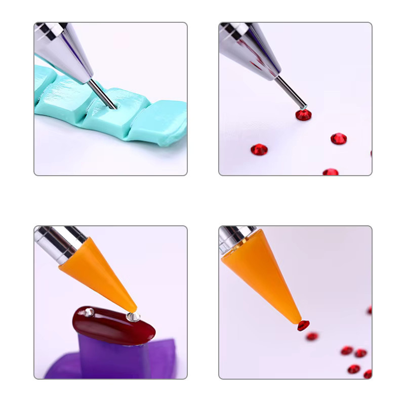 FUMOSIK Nail Art Doppelkopf-Wachsstift mit Strasspflücker, Weiß - Bild 2