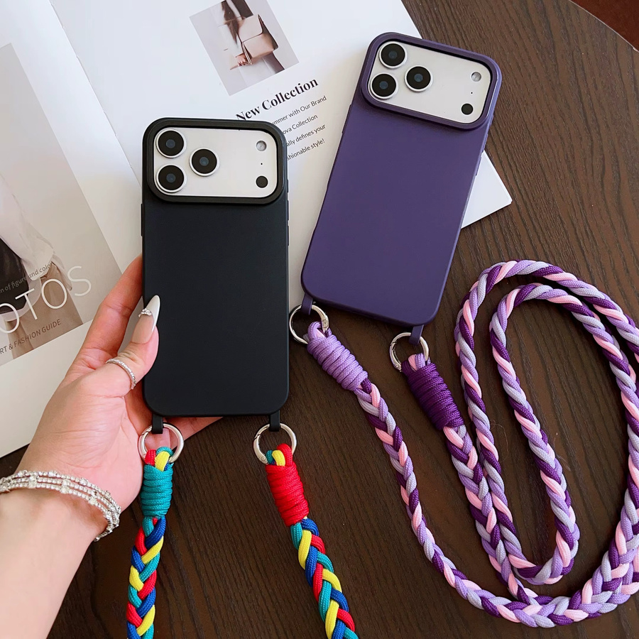 Stoßfeste Lanyard-Telefonhülle für Apple iPhone in Schwarz mit Crossbody Neck Cord Strap zum Schutz vor Verlust - Bild 4