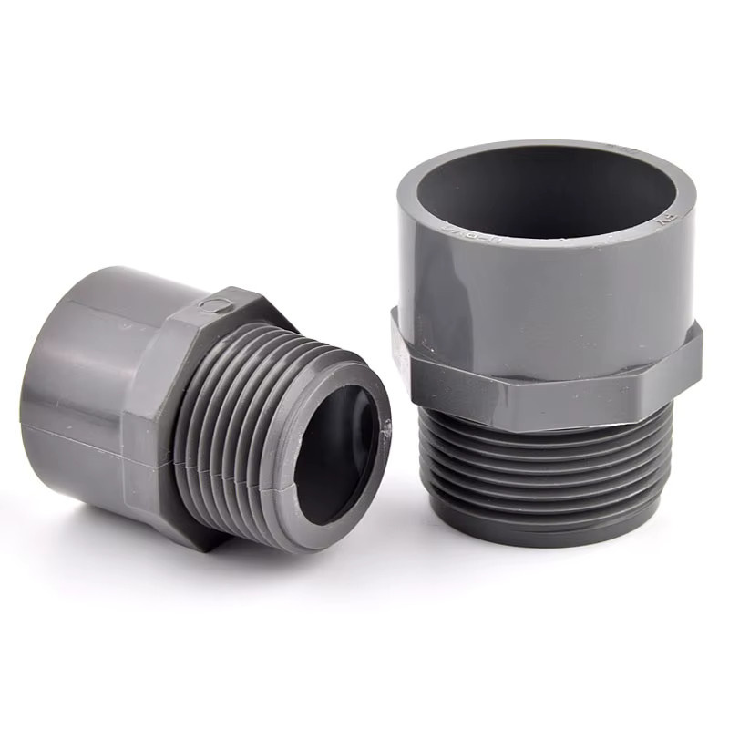 SgooHan 2er-Set PVC Gerade Gewinde Stecker in Grau für Aquarium und Gartenbewässerung, Durchmesser: 32 mm - Bild 3