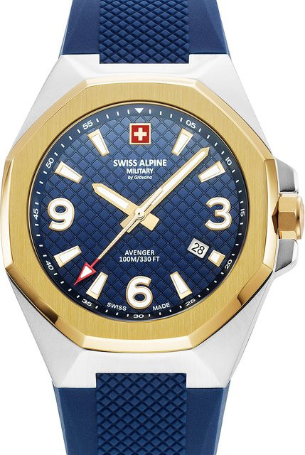 Swiss Alpine Military Herrenuhr, Quarz, Edelstahl, 42 mm, Blau, Silikon - Bild 1