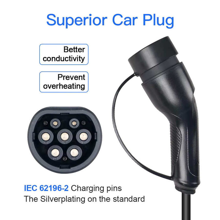 KOLANKY EV-Ladekabel Typ 2 für öffentliche Ladestationen, Buchse zu Stecker, Schwarz, Länge: 5 m - Bild 2