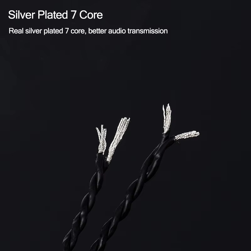 Koceta IEM-Upgrade-Kabel versilbert mit 2-poligem 0,78 mm Anschluss für In-Ear Kopfhörer, verfügbar als 3,5 mm Jack oder 4,4 mm symmetrische Ausführung in Schwarz und Silber - Bild 3