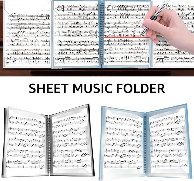 Schwarzer Notenordner A4 mit 4 Seiten Erweiterung als beschreibbarer Musikbinder und Chorordner aus Kunststoff - Bild 1
