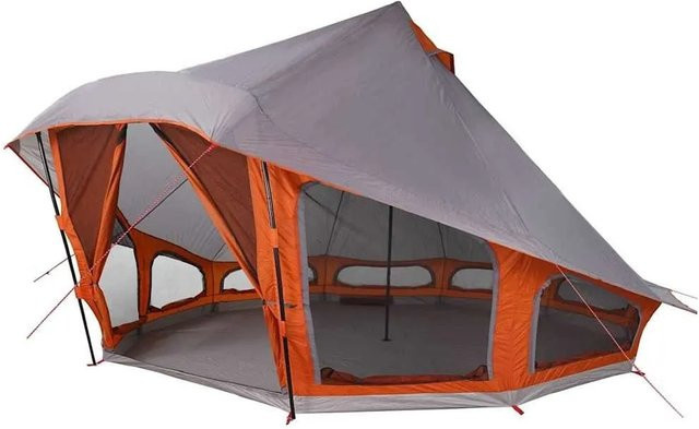 vidaXL Familien-Tipi-Zelt mit Dach in Grau und Orange, B/T/H: 508 x 470 x 300 cm - Bild 1