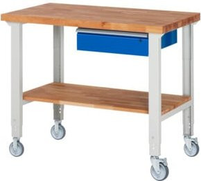 Rau Fahrbare Werkbank höhenverstellbar 7001A7, grau/mehrfarbig, B: 125 cm, T: 70 cm, H: 95-100 cm - Bild 1