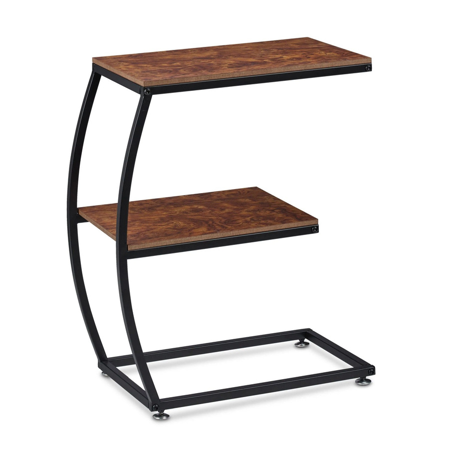 Relaxdays Beistelltisch im Industrial Look aus Metall und MDF mit 2 Ablagen, Braun/Schwarz, B: 57,5 cm, T: 47,5 cm, H: 25 cm - Bild 2
