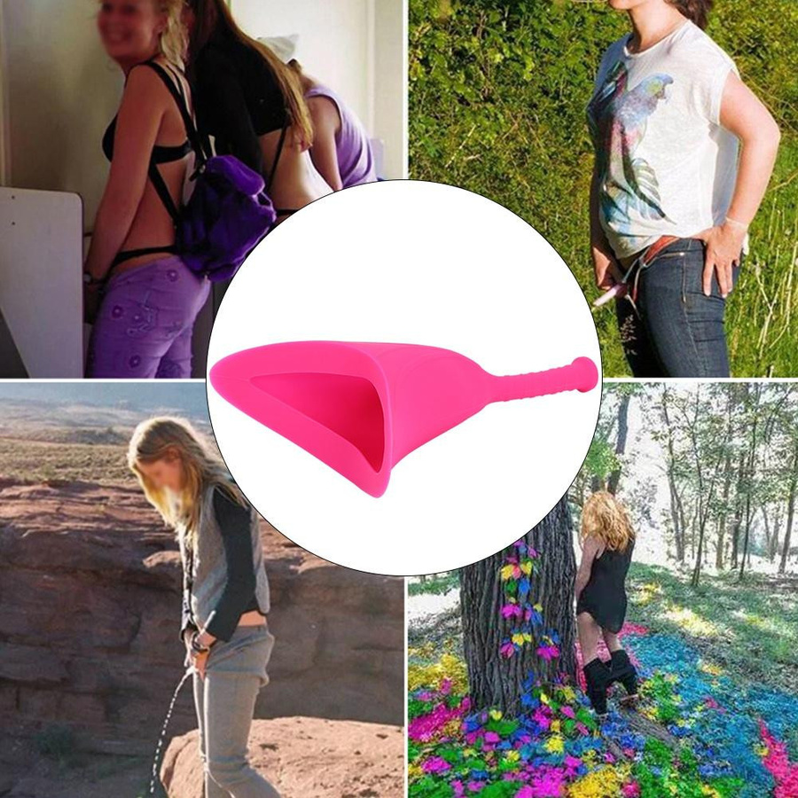 Meterk Tragbares Silikon-Urinal für Frauen, zusammenklappbarer Toiletten-Trichter in Rosa oder Lila - Bild 3
