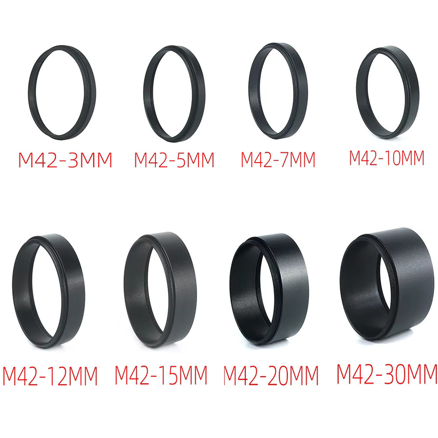VBNM Verlängerungsrohr-Kit M42x0,75 in Schwarz für Astronomie und Astrofotografie mit verschiedenen Längen von 3 mm bis 30 mm - Bild 5