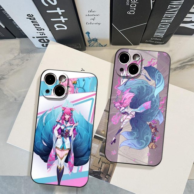 Potdemiel Handyhülle mit HD Ahri Design aus League of Legends für iPhone 11 bis iPhone 17 Pro Max, weiches Silikon, Schwarz und Multicolour - Bild 1