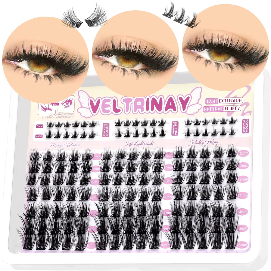 VELTRINAY Wimperncluster, natürlich, Unisex - Bild 2