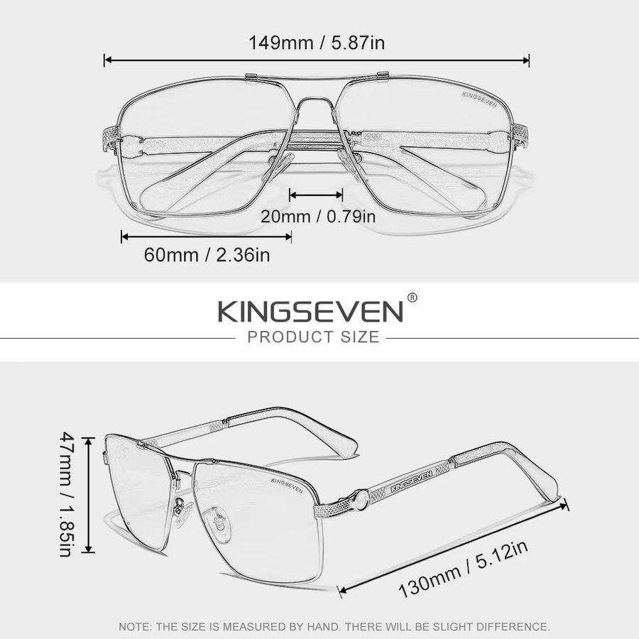 KINGSEVEN Sonnenbrille, Vollrand, Square, Metall, Unisex, polarisiert - Bild 2