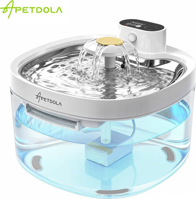 APETDOLA Drahtloser Katzen-Wasserbrunnen mit automatischem Sensor, batteriebetrieben mit 4000 mAh, weiß - Bild 1
