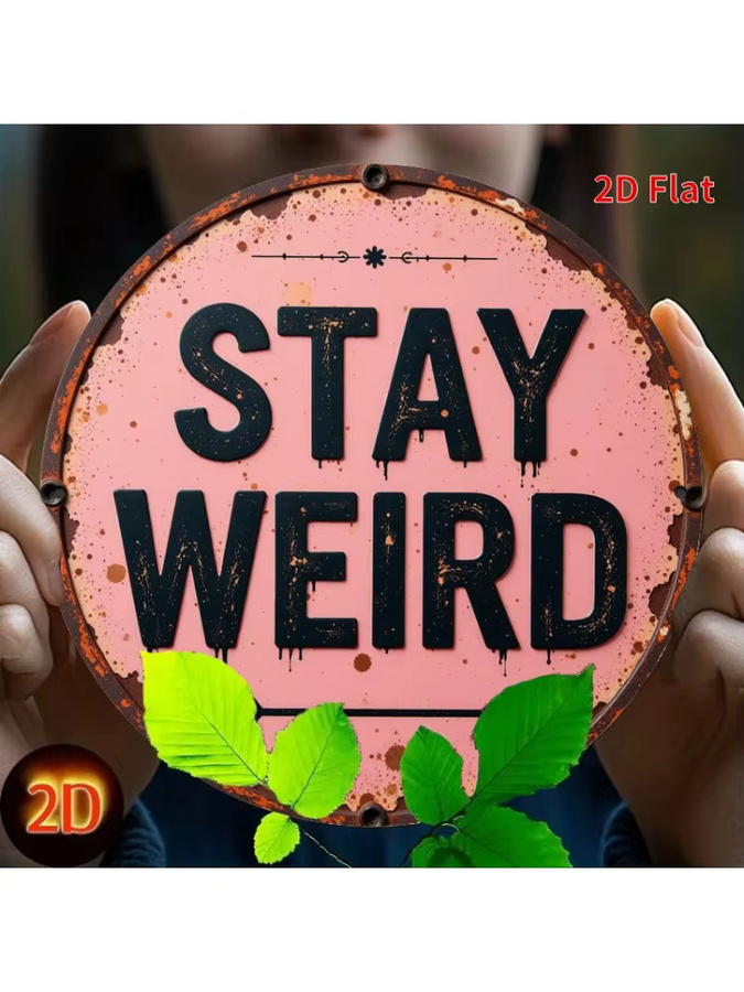 Potdemiel Stay Weird Rundes Metallschild in Pink mit Vintage Design, Durchmesser: 20 cm - Bild 5