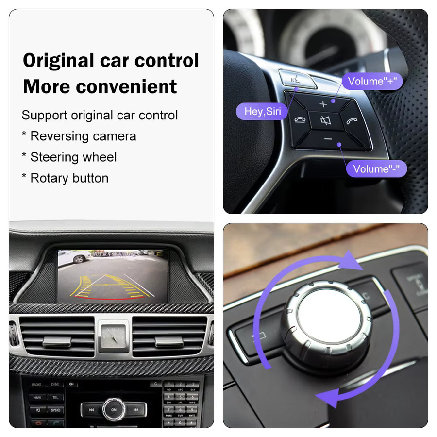 Road Top Kabelloses CarPlay Interface für Mercedes Benz CLS W218 2012-2015 mit Android Auto, Mirror Link, Airplay und Bluetooth in Schwarz - Bild 2