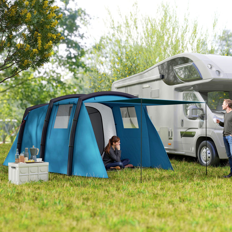 Outsunny Aufblasbares Campingzelt für 3-6 Personen, Winddichtes Outdoor Tunnelzelt mit UV50+ Schutz und Bodenplane für Glamping und Familienausflüge - Bild 2