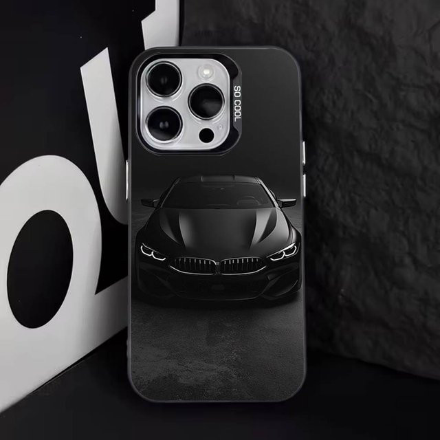 B-BMW Handyhülle für Apple iPhone in Schwarz Weiß, Anti-Fall Design Matt Schwarz - Bild 1