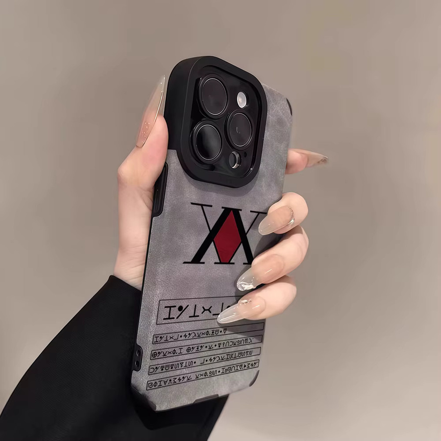 Stoßfeste Leder-Lammfell-Handyhülle von Potdemiel für iPhone 17, 16 Pro Max, 15, 14 und 13 Max in Grau - Bild 2