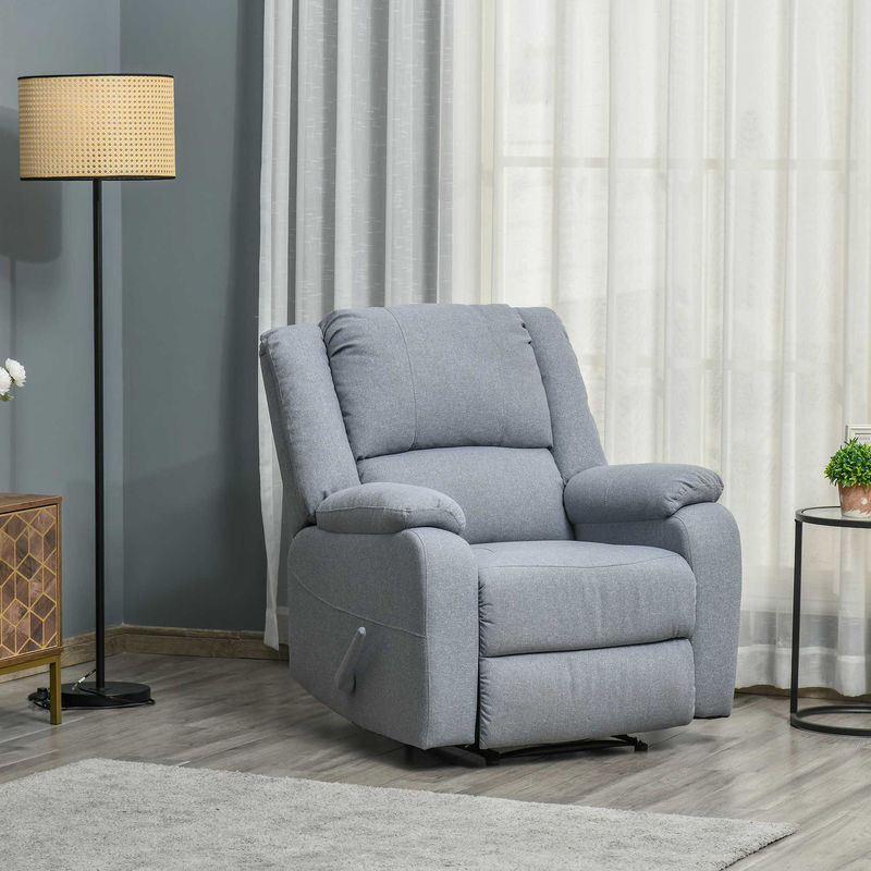 HOMCOM Relaxsessel Fernsehsessel mit Liegefunktion und Seitentasche, grau, B/T/H: 90 x 96 x 98 cm - Bild 2