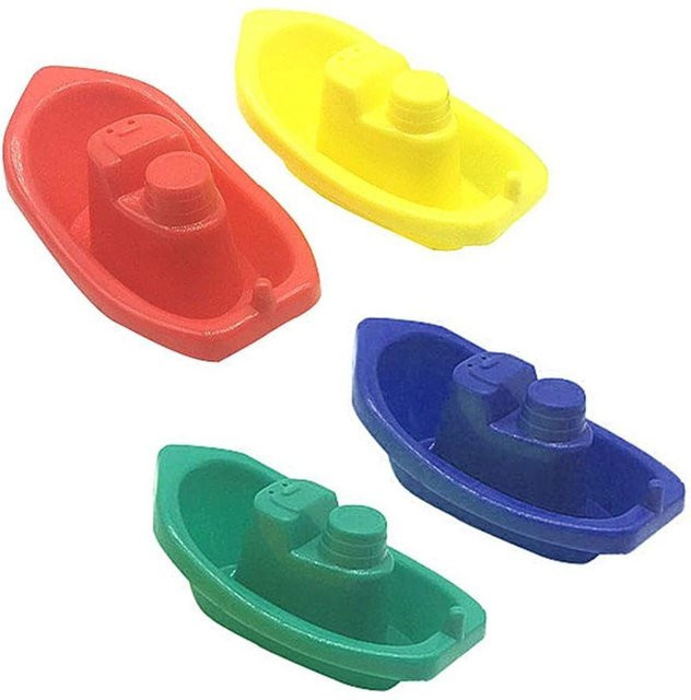 PRELEXT Schwimmendes Schiff, Wasserspielzeug, 4-teiliges Set, Gelb - Bild 1
