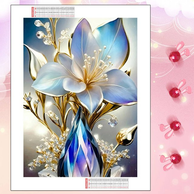 HUACAN 5D-Diamant-Mosaik Set Lilienblume in Mehrfarbig, Rundes Diamant-Malerei-Set für deine Wandkunst - Bild 1