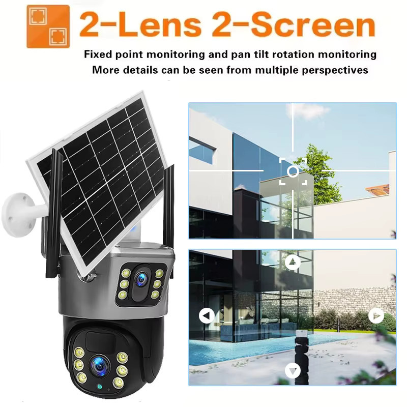 FUNOVATION Solar-PTZ-Kamera 4K 6MP HD Außen-WLAN-Kamera mit Solarpanel, Akku und PIR-Bewegungsmelder - Bild 2