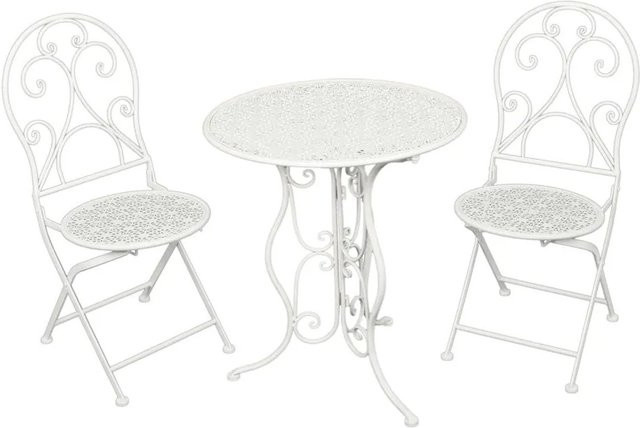 DELUKE Balkonmöbel-Set STEN 3-tlg. aus Stahl in Weiß im Nostalgie-Design - Bild 1