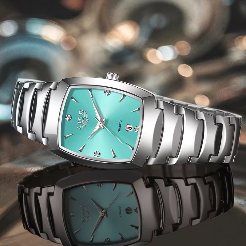 LIGE Armbanduhr Edelstahl, Quarz, Eckig, Schwarz, Damen - Bild 2