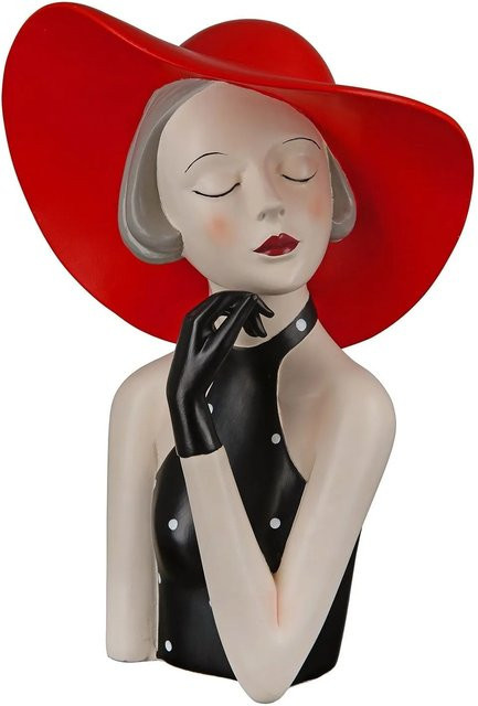 Gilde Figur Lady mit rotem Hut in Rot und Schwarz, Höhe: 27 cm, Breite: 20 cm - Bild 1