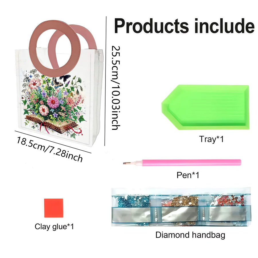 DIY Blumen-Diamant-Malerei Geschenktüte aus transparentem PVC mit Multicolour-Diamanten und Zubehör-Set - Bild 3