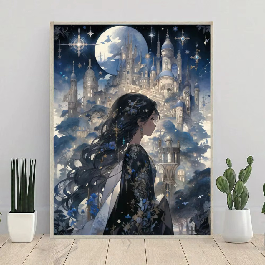 YUTTEE DIY 5D Diamantmalerei Mosaik Set Traumschloss Mond Landschaft Weihnachten - Bild 2
