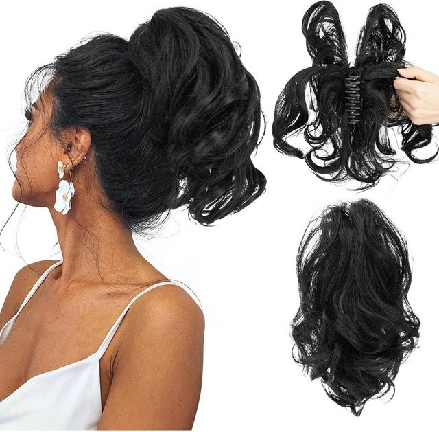 MSSWIG Pferdeschwanzverlängerung, synthetisch, gewellt, 25 cm, schwarz - Bild 1