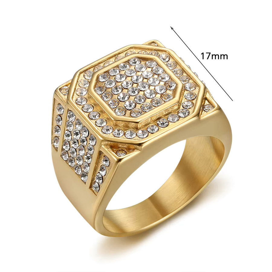 Ring Edelstahl, Gold, Zirkonia, Herren - Bild 2