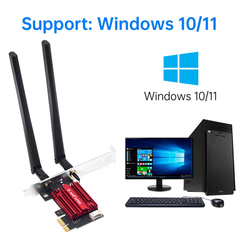FENVI WiFi 6 AX900 PCIe Netzwerkkarte mit Bluetooth 5.4, Dual-Band 2,4 GHz/5 GHz, 900 Mbit/s für Windows 10/11 - Bild 4