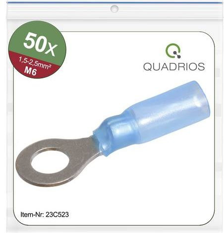 Quadrios 23C523 Ringkabelschuh Blau, Teilisoliert, Querschnitt max. 2,5mm², Loch-Ø 6,5mm, 50 Stück - Bild 1