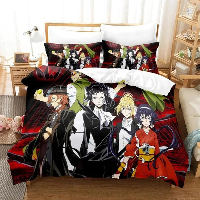 Bungo Stray Dogs Bettwäsche-Set mit 3D-Druck, bestehend aus Bettbezug und Kissenbezug, Mehrfarbig, B/H: 135 x 200 cm - Bild 1