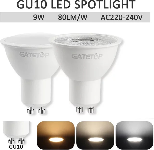 10er Set LED Strahler GU10 9W mit 120 Grad Abstrahlwinkel in Weiß für Schienenbeleuchtung im Wohnzimmer - Bild 1