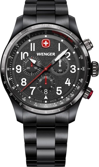 Wenger Chronograph, Edelstahl, Quarz, 43 mm, Schwarz, Herren - Bild 1