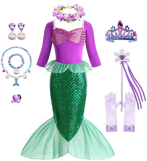 SistersLiu Meerjungfrau Kostüm, Lila, Langarm, Prinzessin, Textil - Bild 1