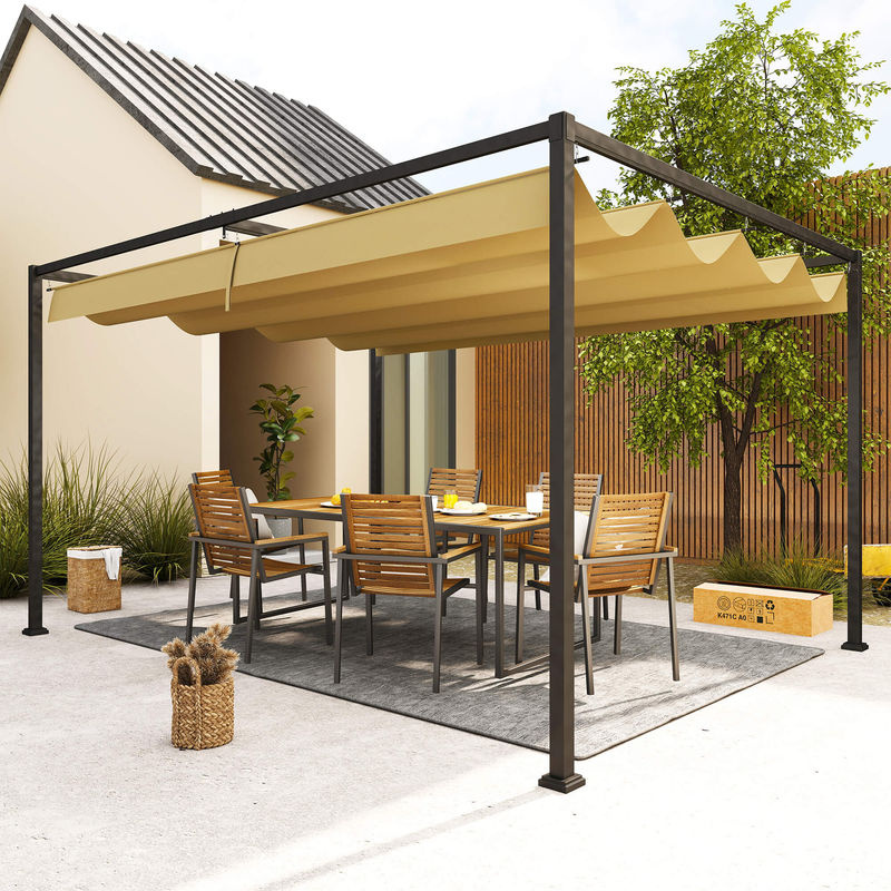 Outsunny Pergola modern beige aus Polyester und Stahl B/H/L: 300 x 222 x 400 cm - Bild 2
