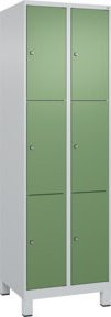 C+P Schließfachschrank Classic PLUS mit 2 Abteilen und Füßen, Farbe Resedagrün und Grau, B/T/H: 195 x 60 x 50 cm - Bild 1