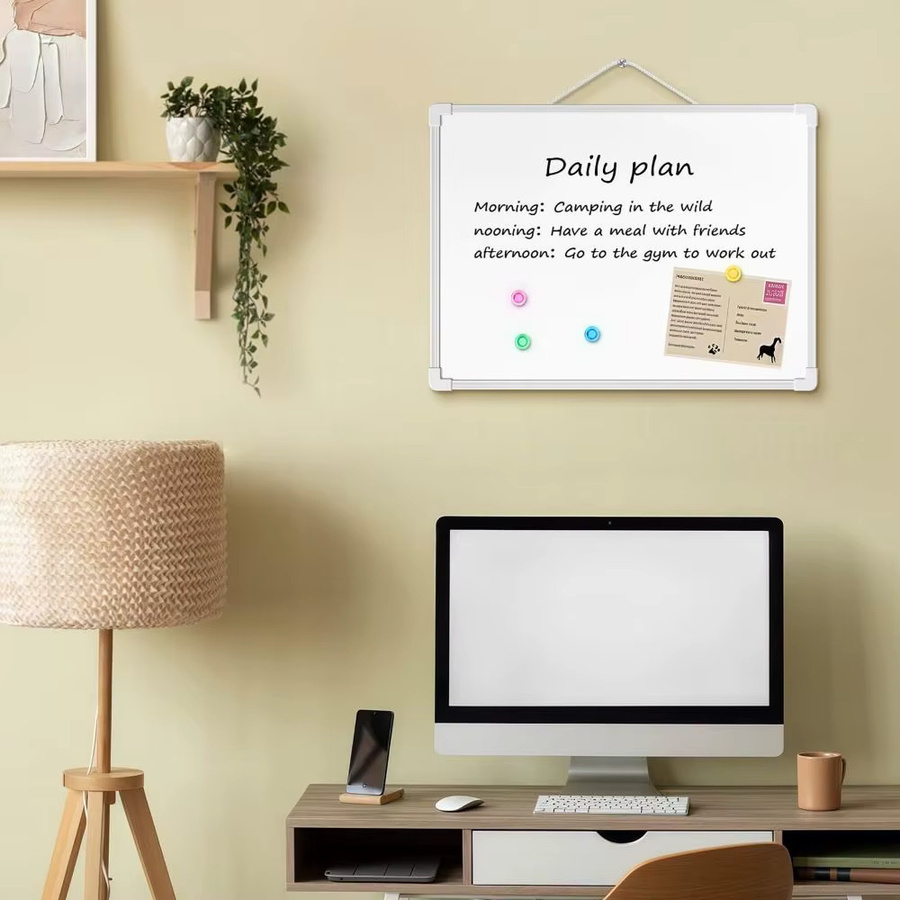 Doppelseitige Whiteboard Wandtafel in Weiß mit 3 Markern und 4 Magneten, B/H: 40,64 x 30,48 cm - Bild 2