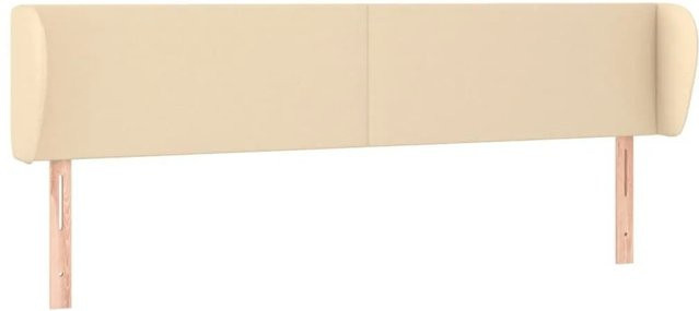 vidaXL Kopfteil mit Ohren in Creme, gepolstertes Stoff-Kopfteil aus Lärchenholz, Breite: 163 cm, Tiefe: 23 cm, Höhe: 78 bis 88 cm - Bild 1
