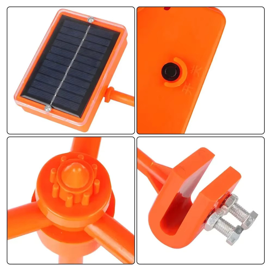 NOCCLILI Solar-Wind-betriebene 360 Grad Vogelabwehr mit Blitzreflektoren und Alarmton zur automatischen Schädlingsbekämpfung für Garten und Außenbereich - Bild 2