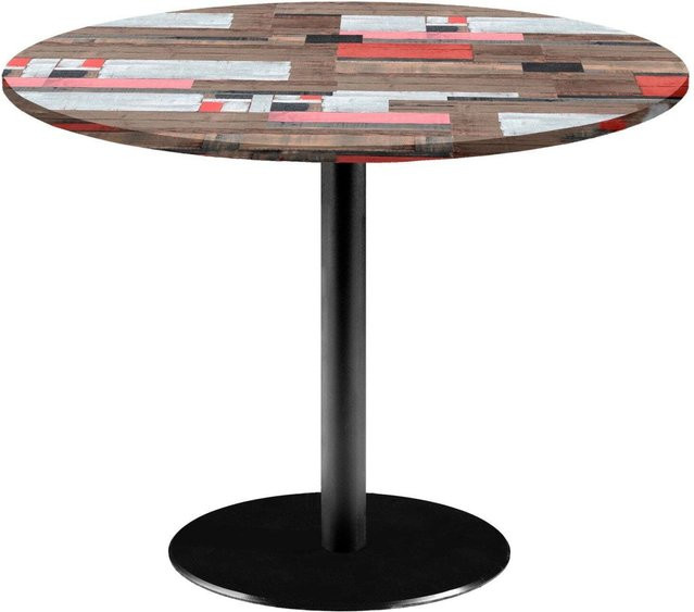 RestooTab Tisch Rome XL rund mit Holzdekor und schwarzem Gestell, Durchmesser: 120 cm, Höhe: 73 cm - Bild 1